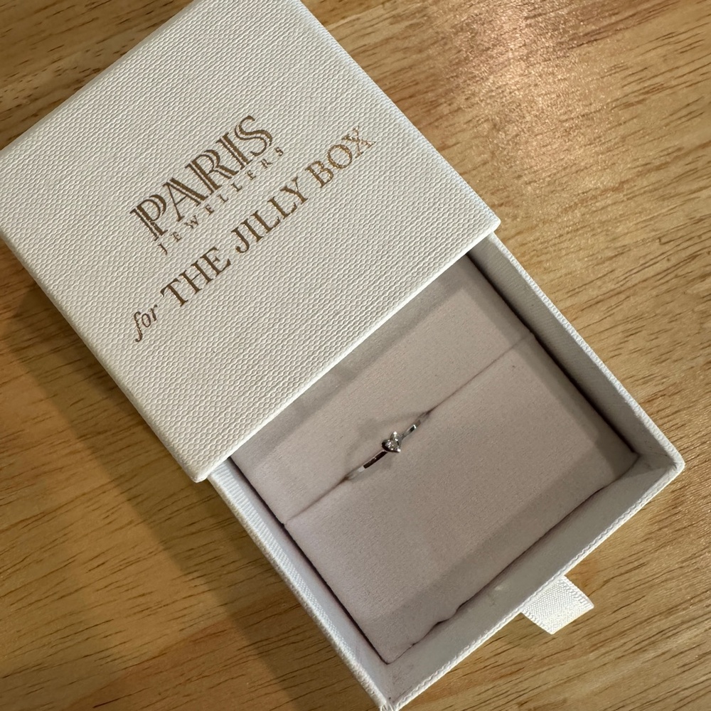 Paris Jewelers for the Jilly Box Dainty White Gold and Diamond Heart Ring size 6